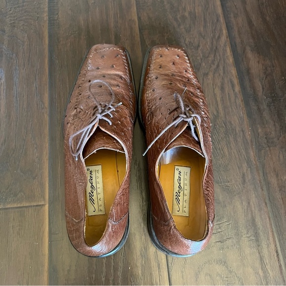 Mezlan Genuine Ostrich upper Mens lace up cap top derby shoes size 13 M - Picture 4 of 7